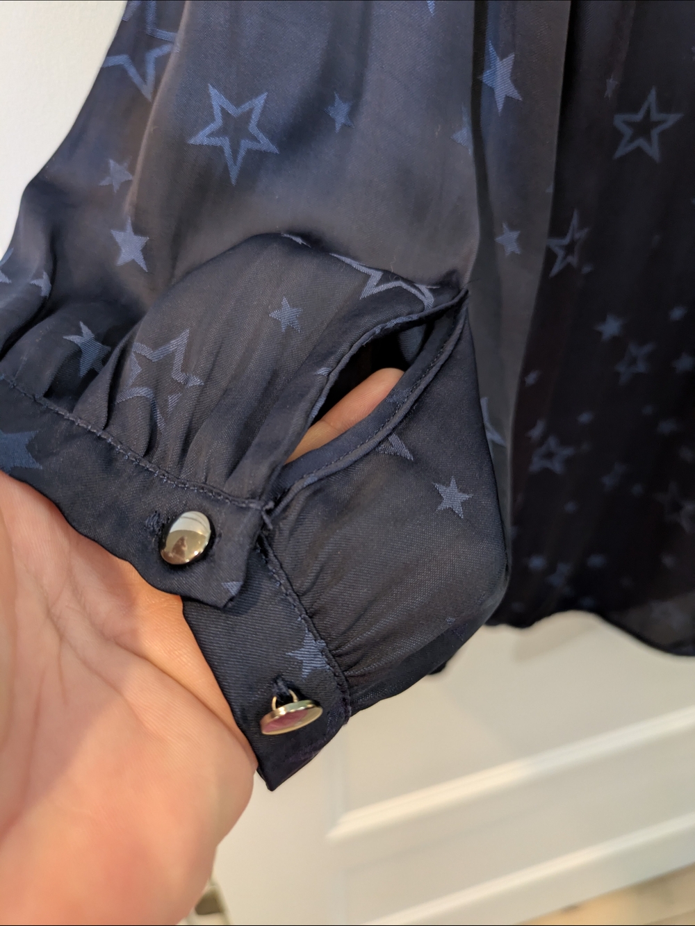 Torrid Navy Star Print Tie Neck Blouse - Picture 7 of 13